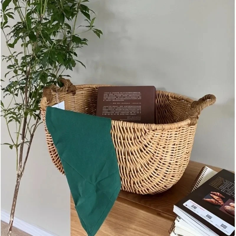 

Natural Fruit Vegetable Basket Multi Functional Clothing Storage Kitchen Vine Weaving Organizer Box Stable Durable Home Supplies