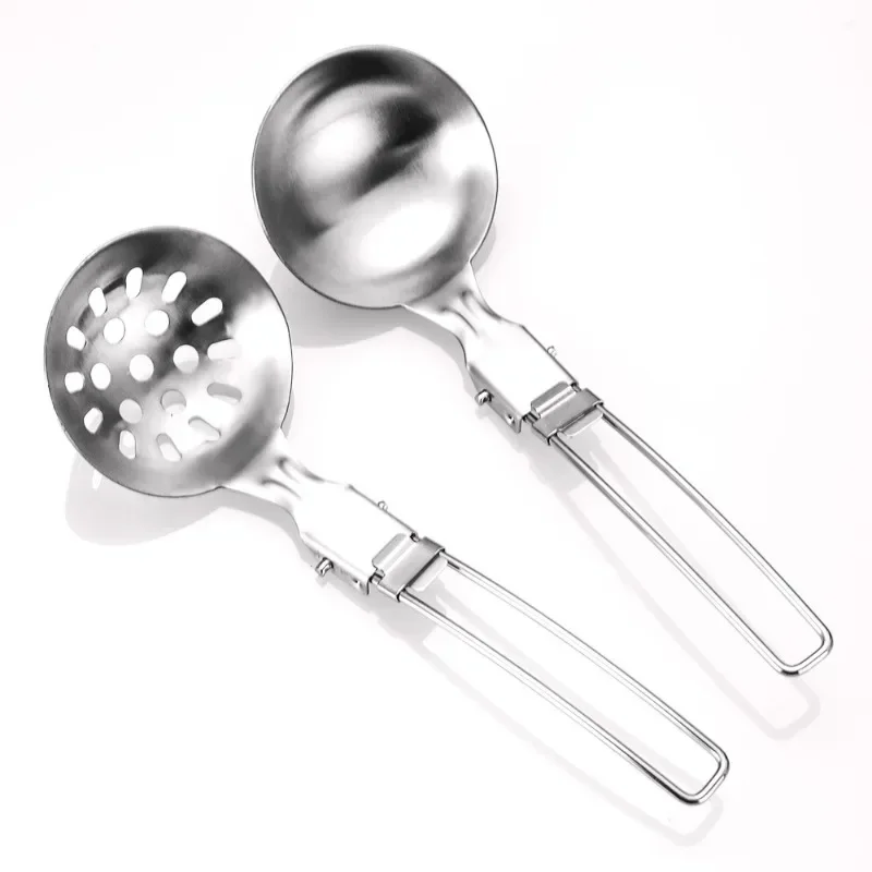 304 Stainless Steel Field Kitchenware Camping Portable Folding Soup Ladle Funnel Spoon Frying Spatula Spatula Outdoor Travel Set