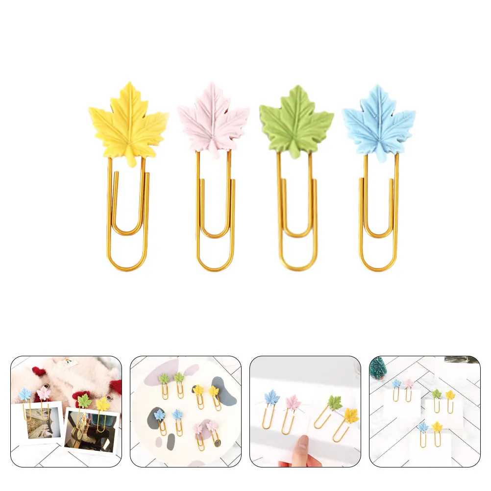 

20 Pcs Maple Leaf Bookmark Holder Paper Clips Cute Bookmarks Binder Cherry Blossom Metal