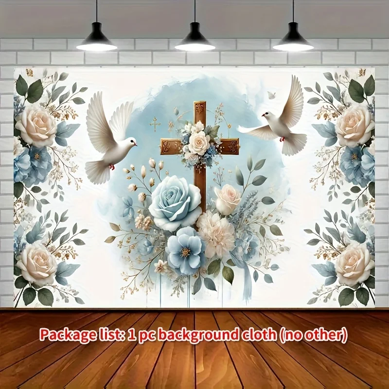 2D Flat 1pc Tranquility Patterned Background Cloth Party Decoration Background Washable Reusable Teen Girl Confirmation Religiou