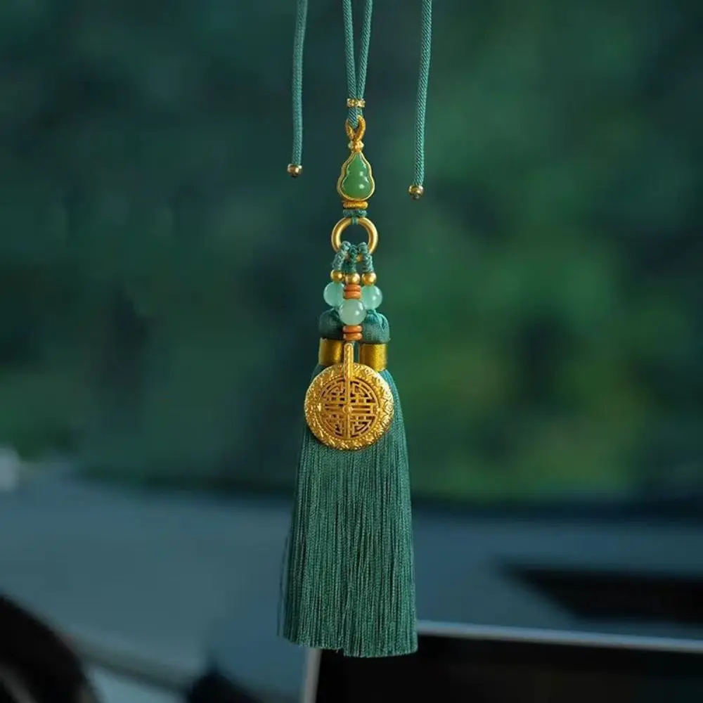 Luck Automobile Hanging Ornament Chinese Style Gourd Rearview Mirror Decoration Tassels Placer Gold Car Accessories Car Interior