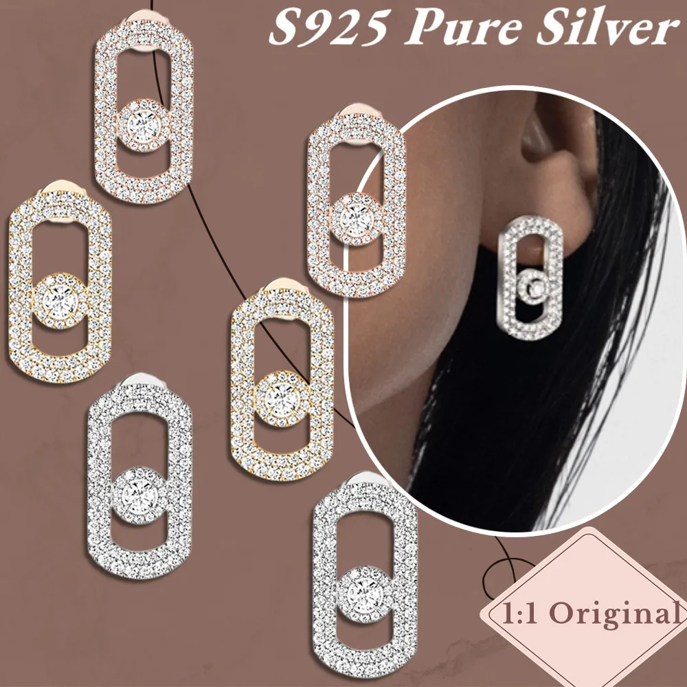 Gleaming original SO MOVE PAVÉ Earrings Sterling Silver 925 Luxury woman Jewelry Accessories Party Holiday Gift