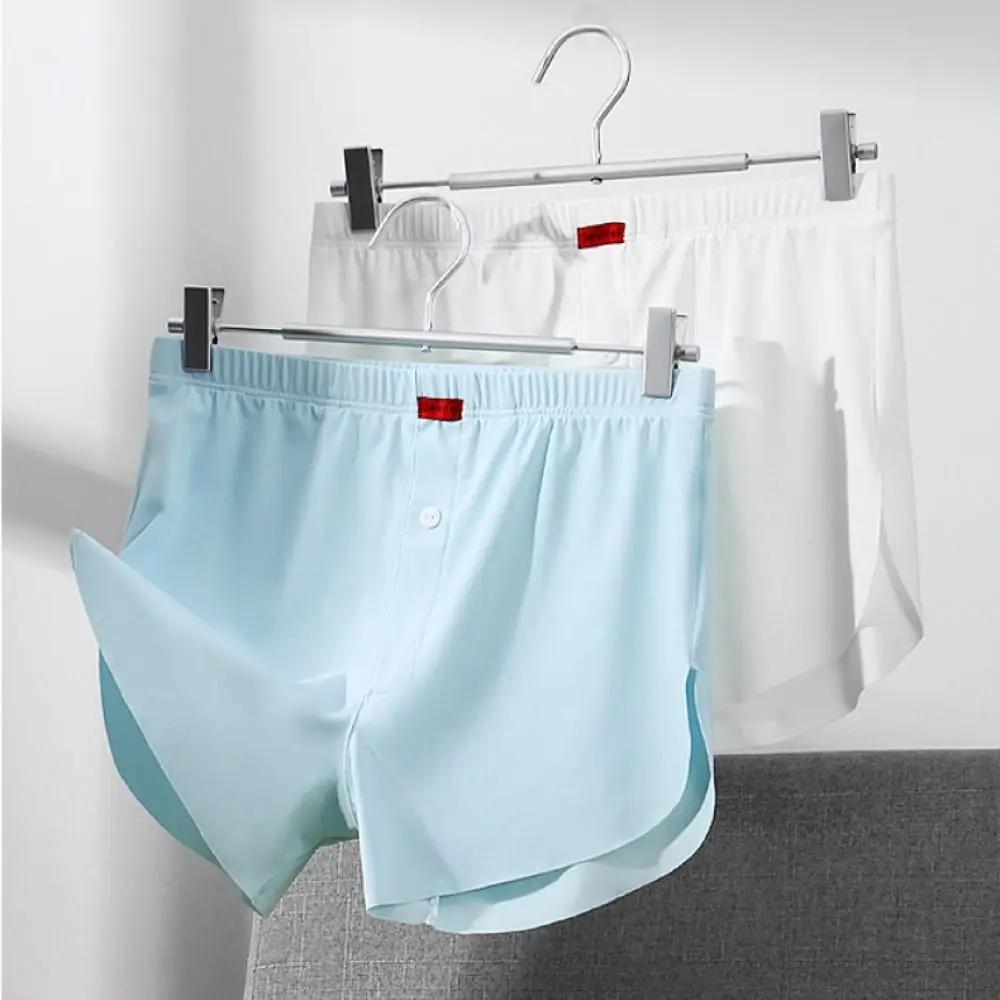 

Loose Simple Boxer Briefs Solid Color Cool Feeling Ice Silk Boxers Thin Lingerie Seamless Underpants Summer
