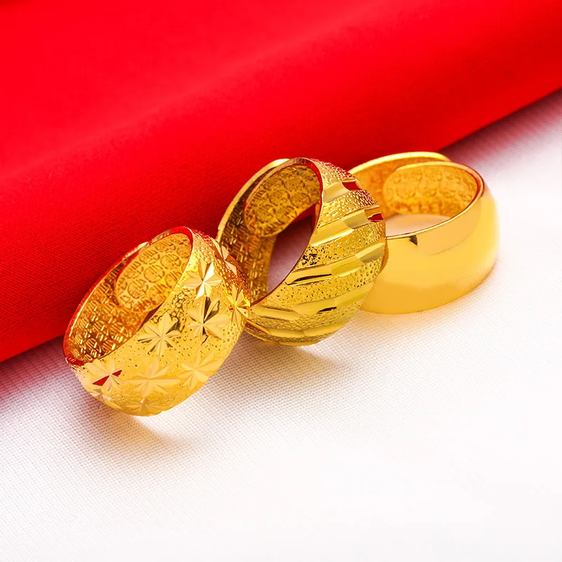 Meteor Shower Polished Open Men's Ring 24K Gold AU999 - Gold meteor ring, minimalist and grand for enhancing business aura