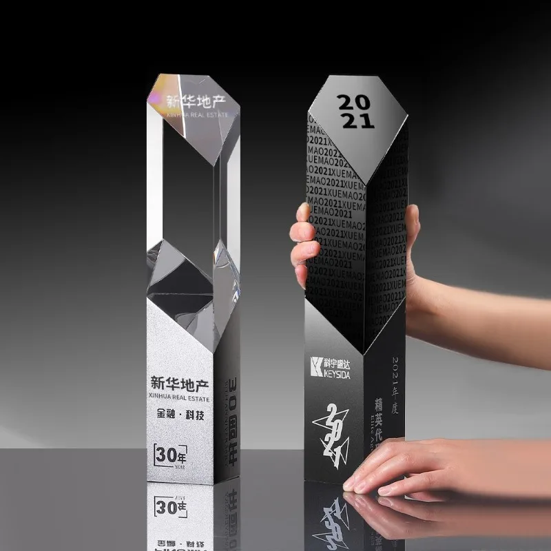 Crystal Trophy New Creative Metal Design High-end Atmosphere Awards Event Commemorative Honor Rubik's Cube Medal Gifts