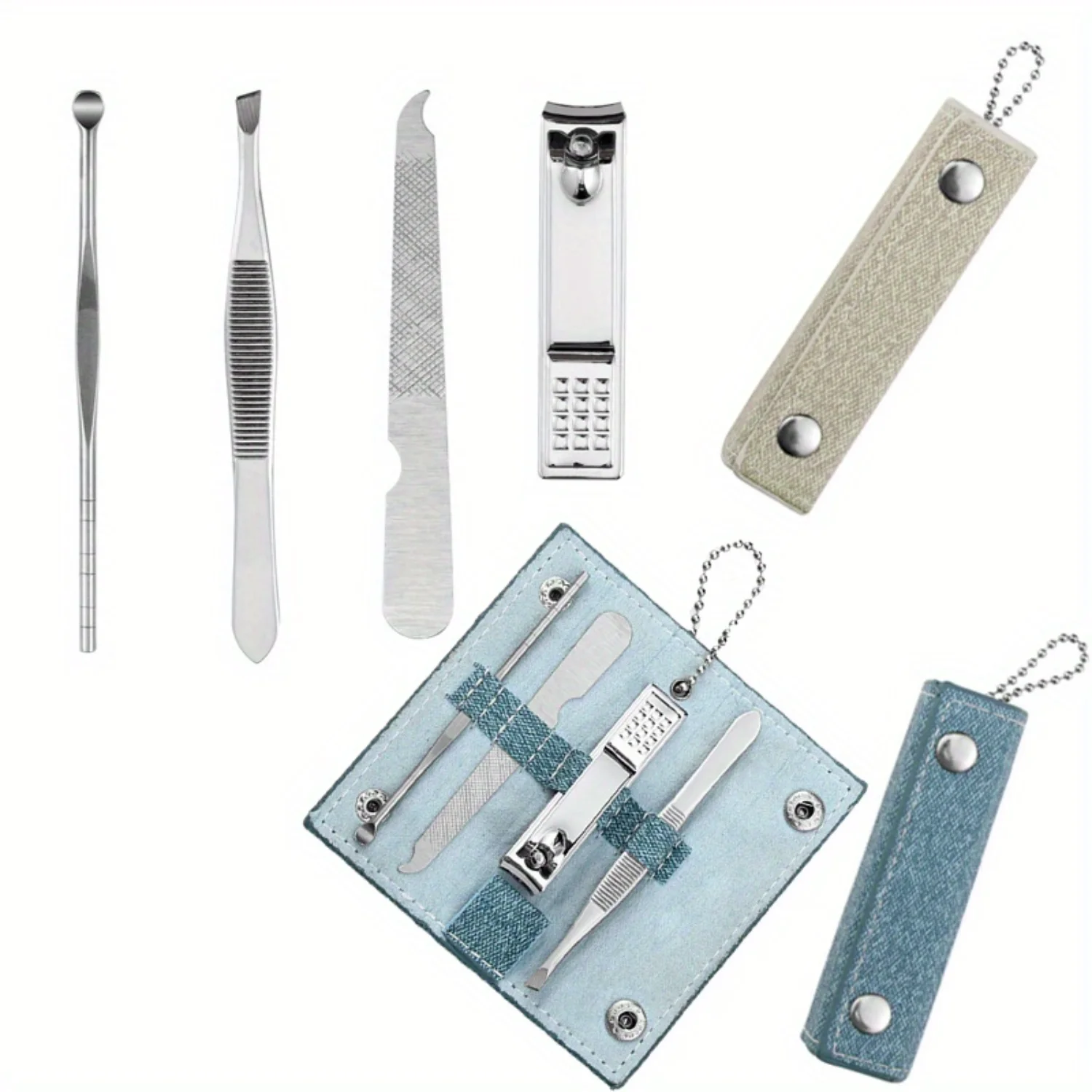 Портативный набор для ухода за ногтями из 4 предметов с ножницами для ногтей, пилочкой для ногтей, пинцетом для волос на лице, ушной выборкой - набор для ухода за глазами из углеродистой стали