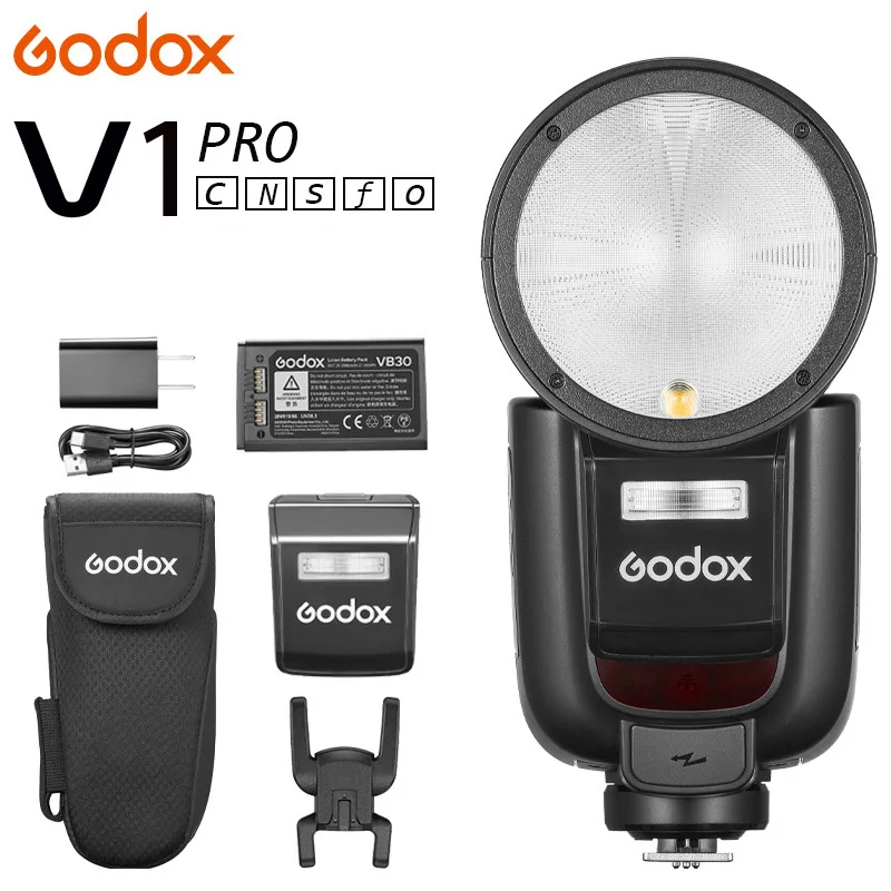 Godox V1pro TTL Lithium Round Head Set-Top Flash Camera Set Top Flash High Speed Applicable Canon Nikon Sony Fuji Panasonic