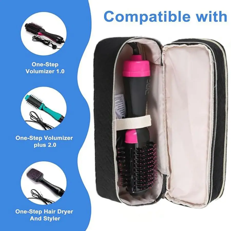 

Двухслойный дорожный чехол, совместимый с REVLON One Step Dryer, щеткой для объема, оригинальной и стайлером (только сумка)