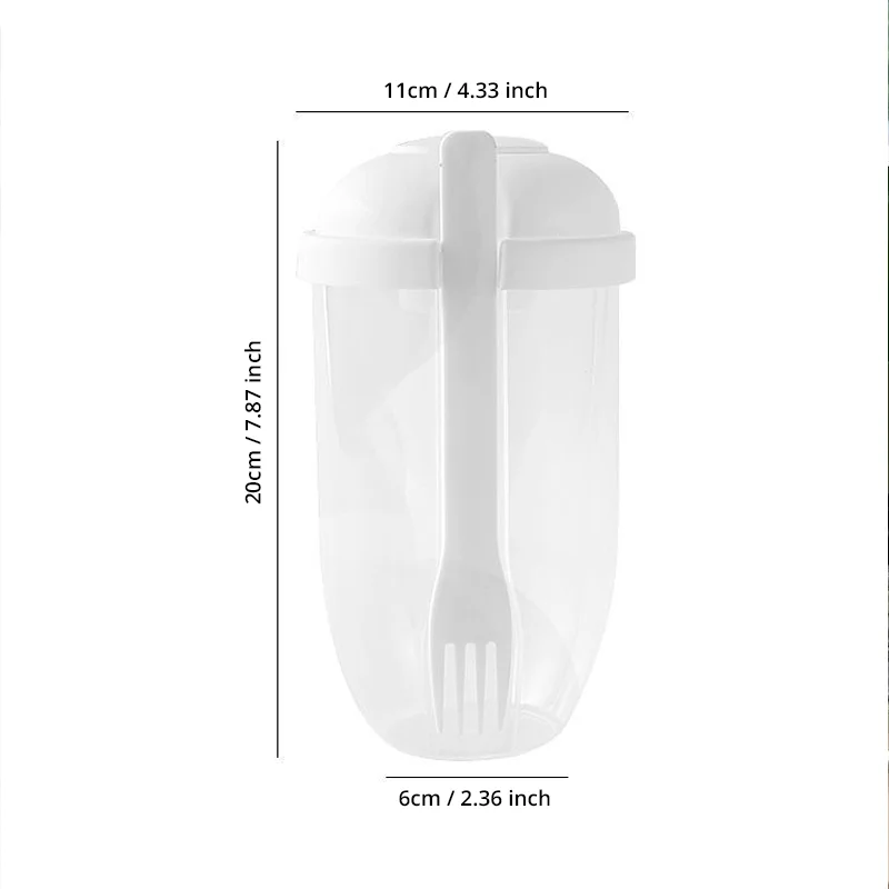 1pc White/Green Portable Bottle Salad Container Bottle-Shaped Bento Salad Bowl For Lunch Salad Box With Fork Salad Bowl