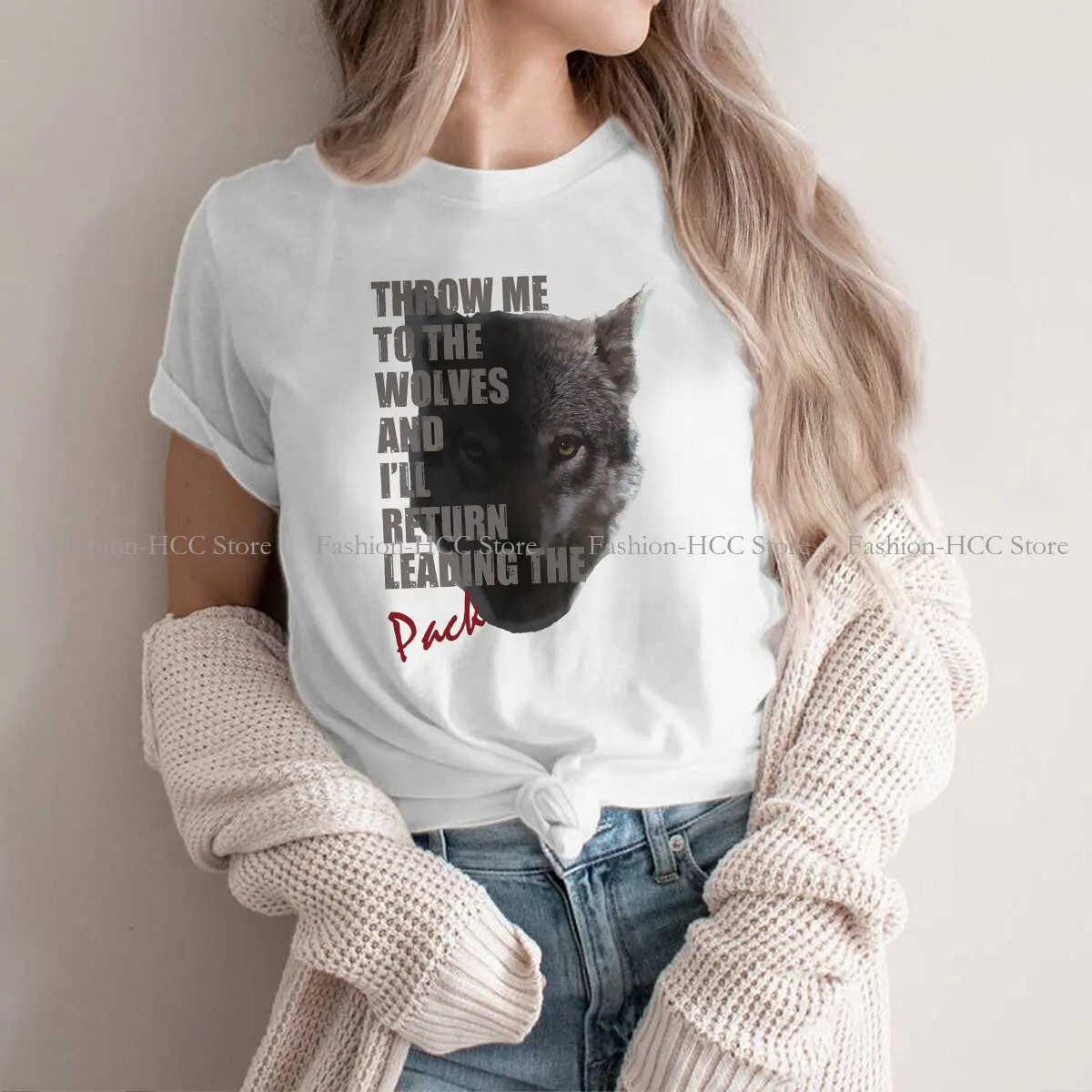 Wild  Wolf Polyester TShirt for Women I'll Return Leading The Pack Humor Leisure Sweatshirts T Shirt Novelty New Design