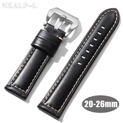 Genuine Leather Watchband for Panerai for Seiko Wristband 20mm 22mm 24mm 26mm Oil Wax Glossy Cowhide Watch Strap Accessories