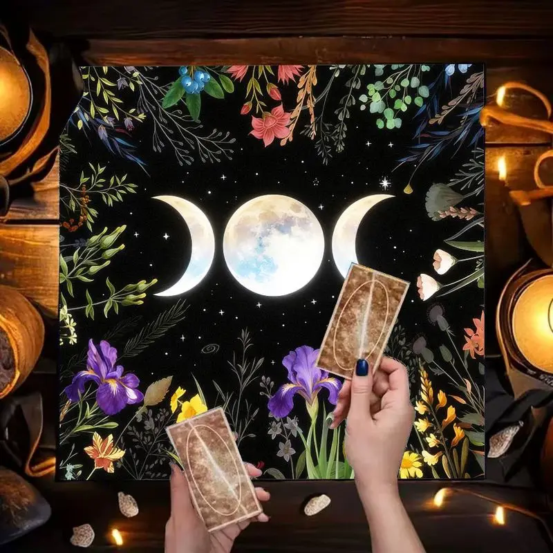 VIKAMA cream astrology wheel twelve signs witch altar cloth wicca pagan spiritual ritual ideal for reiki crystal grid spell work