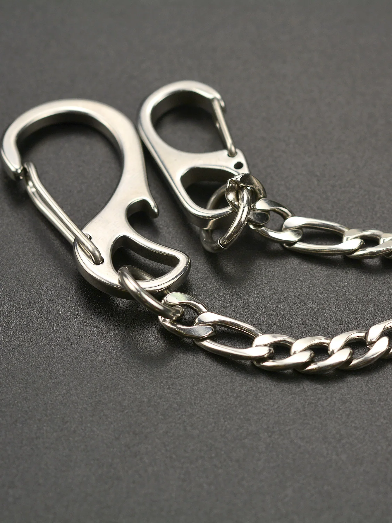 21 inch long Figaro 3:1 chain necklace choker jean trouses chain street dance decor stainless steel carabiners
