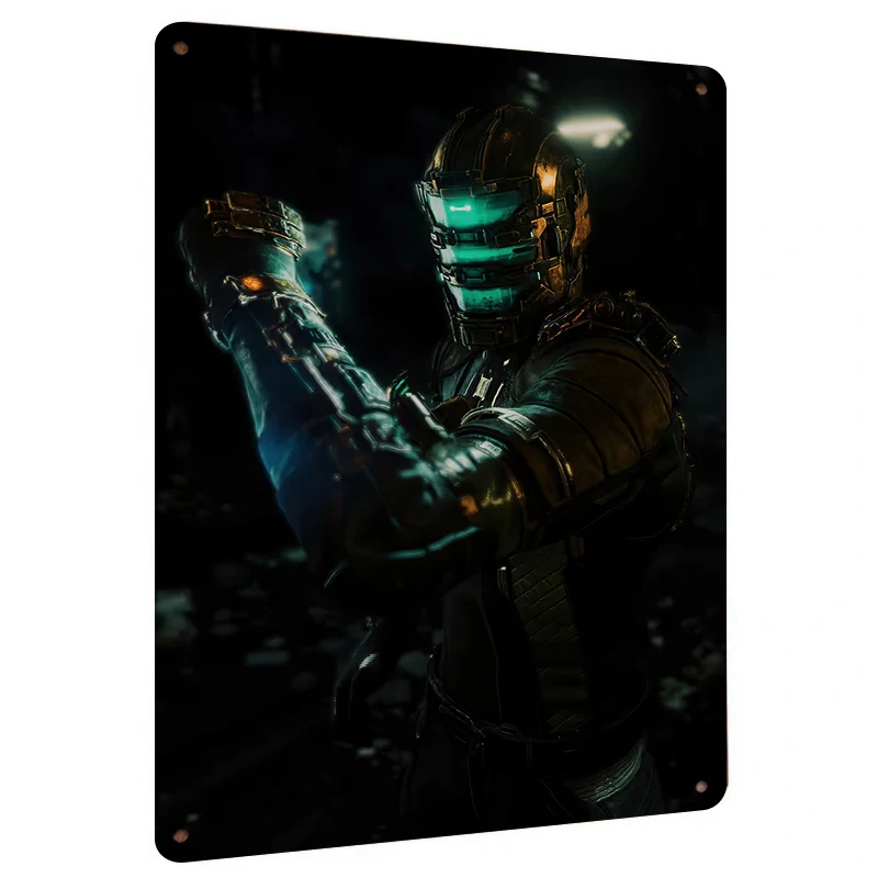 Dead Space Isaac Clarke LED Lighted Metal Wall Art Horror Game Decorative Poster for Bedroom