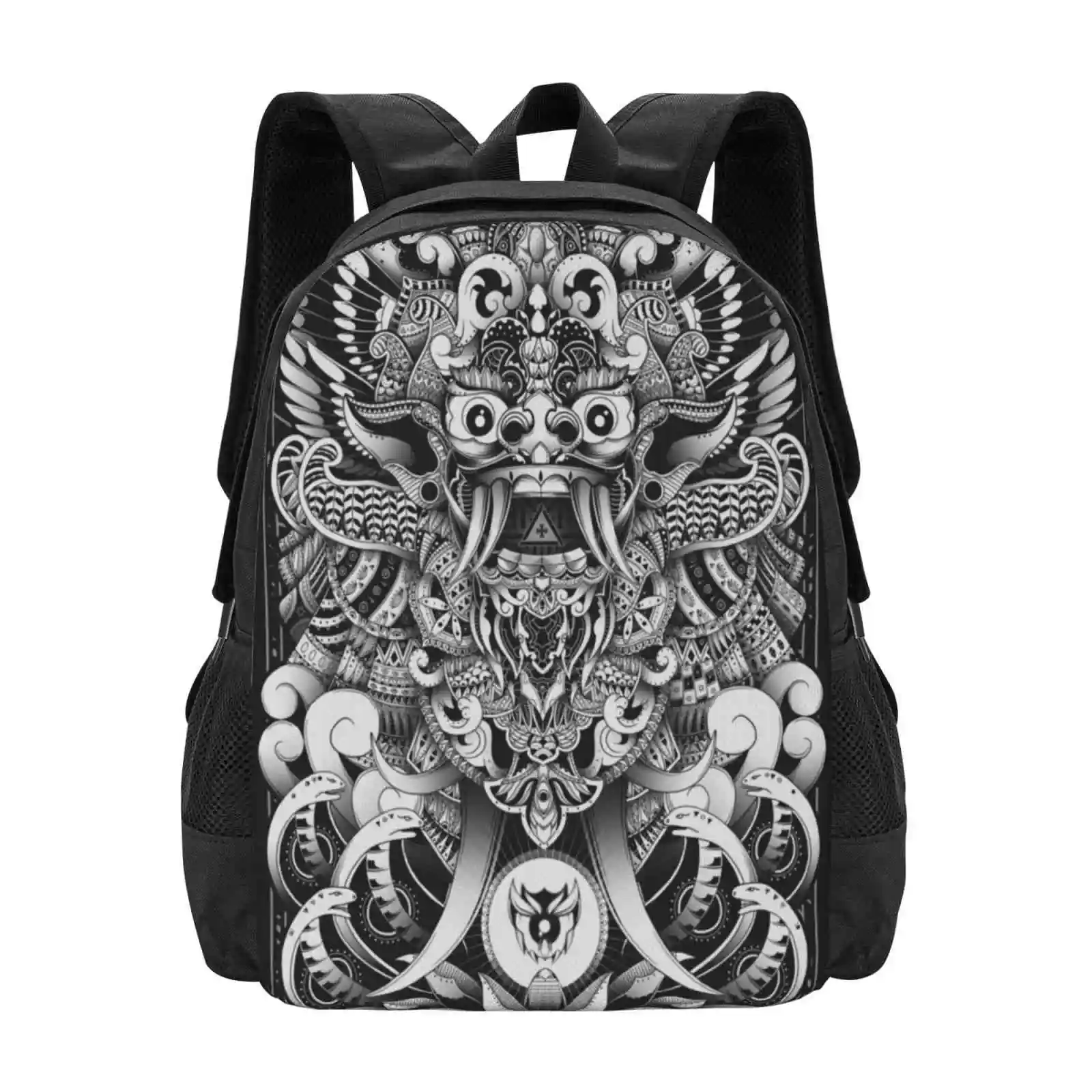 Barong Hot Sale Schoolbag Backpack Fashion Bags Barong Culture Pattern Zentangle Bali Animal Owl Snake