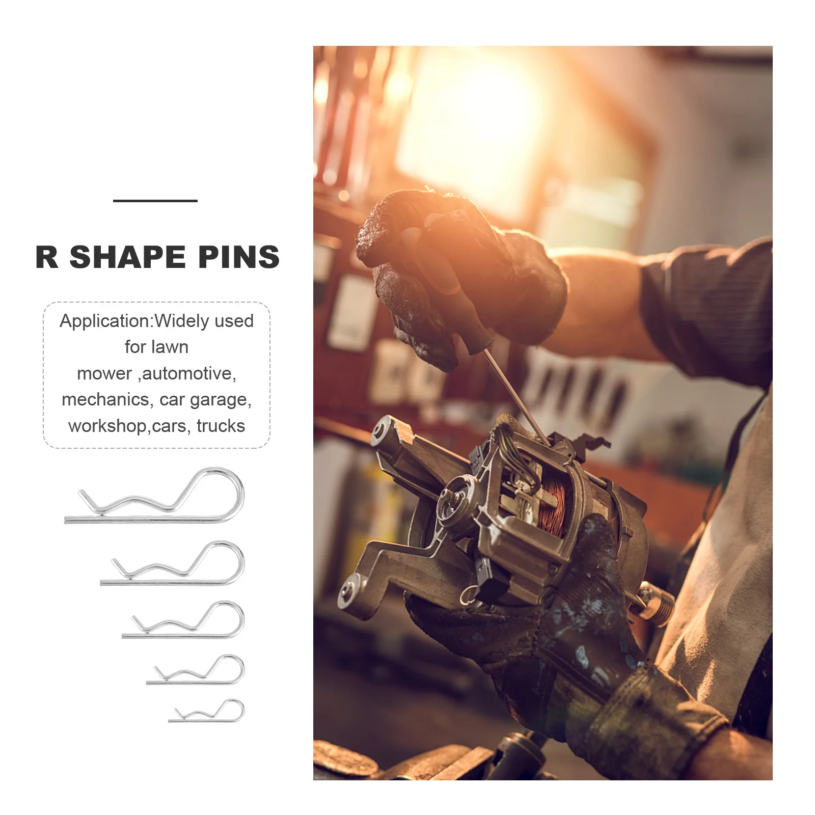 

20Pcs Safety Pins Carbon Steel R Shape Fixing Pins Spring Cotter Clips Mechanical Mower Automotive Garage