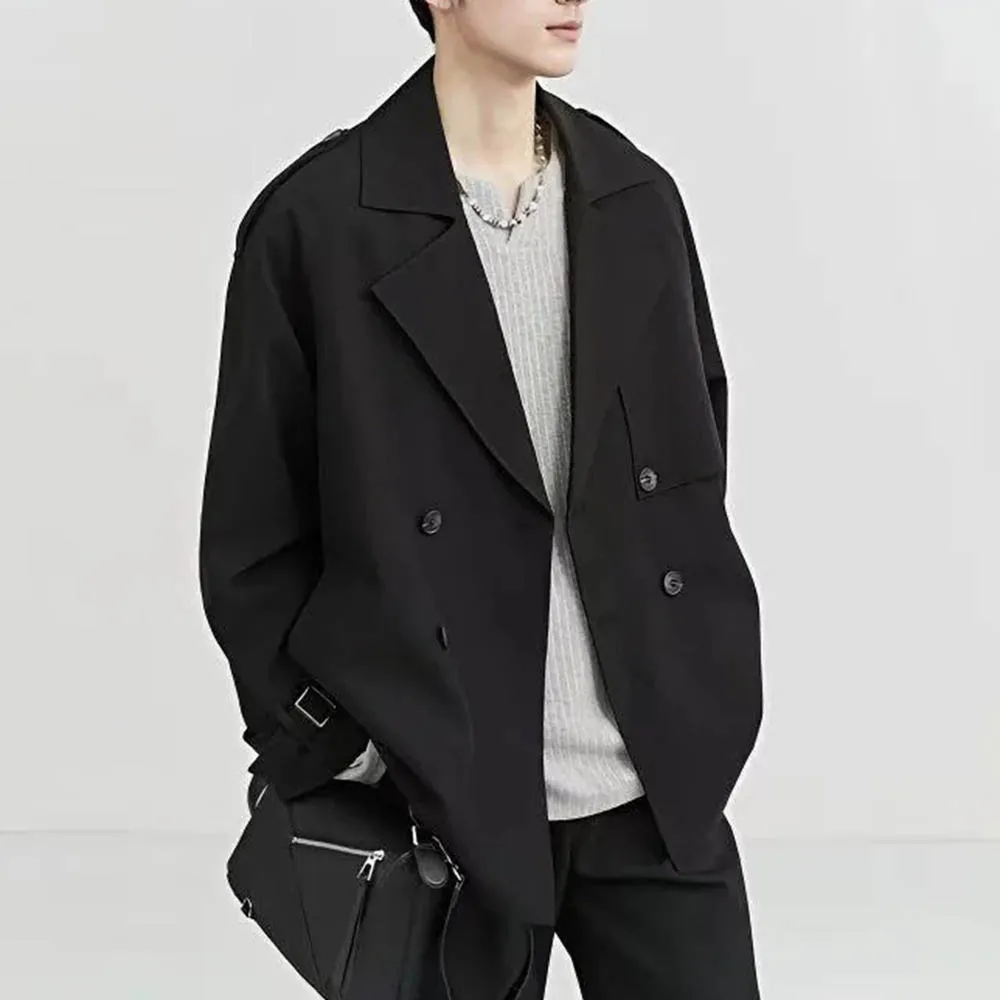 رجل الخريف معطف مزدوجة الصدر عادي رداء غير رسمية سترة موضة الأعمال في الهواء الطلق تنوعا البريطانية أفضل ملابس للرجال 2025 جديد