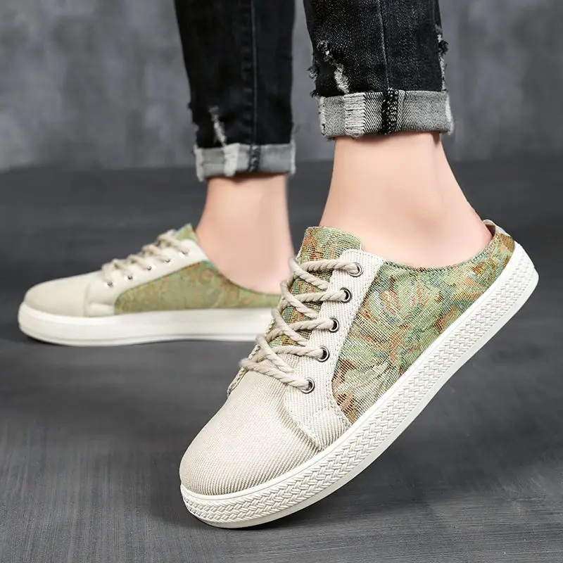 

2025 Fashion Summer Canvas Soft Men's Shoe Outdoor Breathable Male Slipper Designer Luxury Clappers Original Y2k Slides Sale