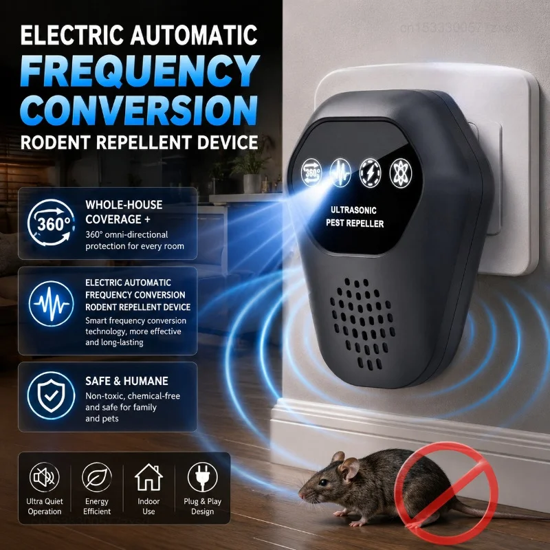 Repellente Ultrasuoni per Zanzare e Topi, Dispositivo Intelligente a Frequenza Variabile per Casa, Magazzino e Cucina, Contro Scarafaggi e Roditori