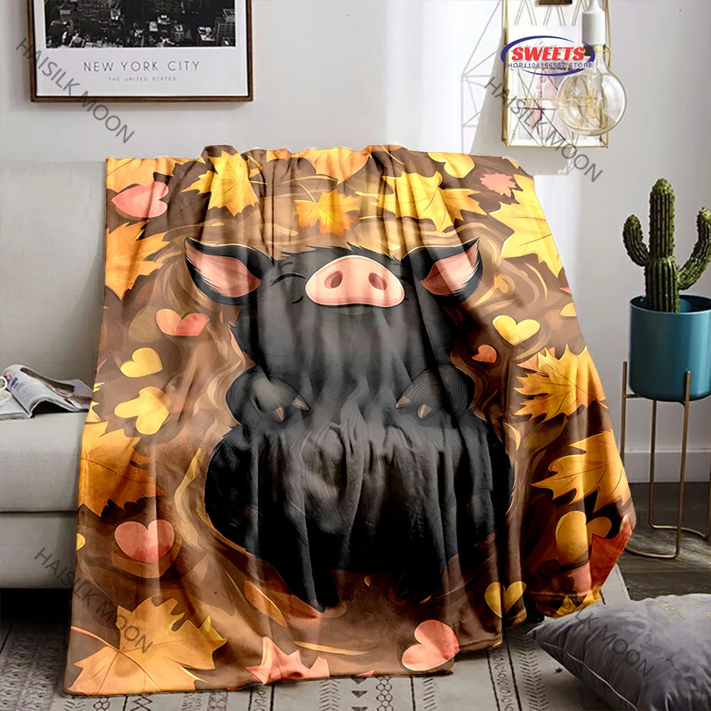 Cute Piggy Blankets for Couch Sofa, Soft Warm Cozy Blankets for Women Men Gifts, Plush Flannel Blankets Suitable for All Seasons