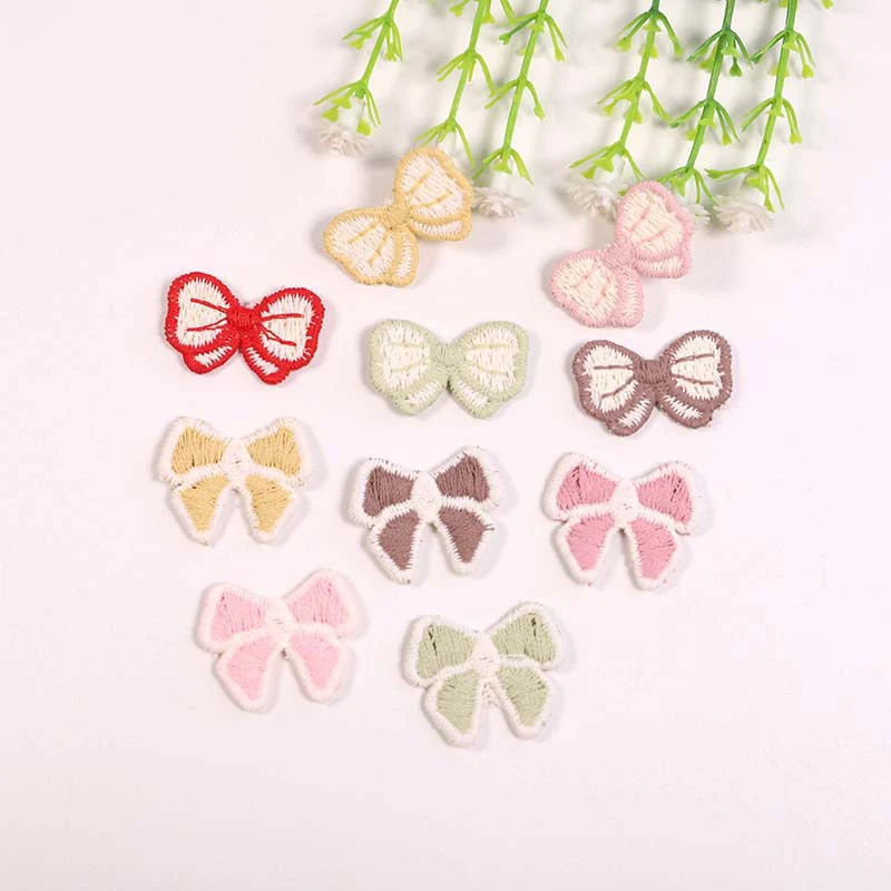 

100pcs Cute Bow Applique, Fashionable Embroidery Patch, Simple And Versatile Bow Hair Accessory Embroidery Cloth Patch