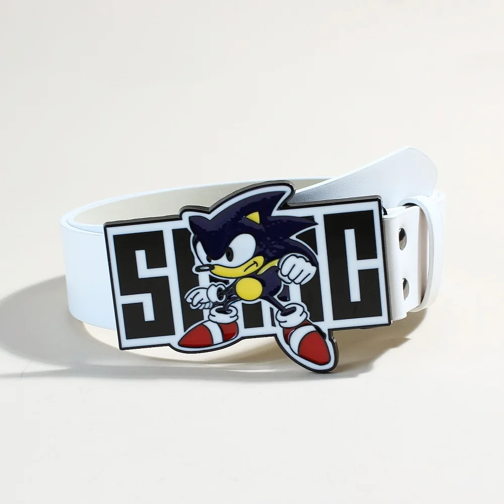 Cintura unisex Cartoon Cat Sonic Jeans Cintura gotica Y2k Cinture di design di lusso di fascia alta per le donne Cintura da uomo con rivetto nero Accessorio punk