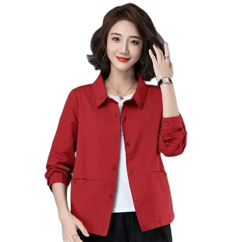 

2023 New Spring Autumn Short Women Jacket Korean Thin Middle-Aged Mother Women Windbreaker Overcoat Female Coats Outerwea