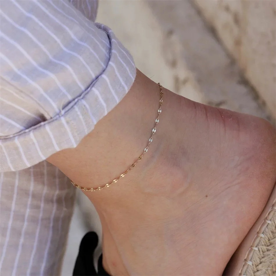 316 l stainless steel Minimalist golden Chains Anklets For Women Girls Friend Foot Jewelry Leg Barefoot Bracelet jewelry