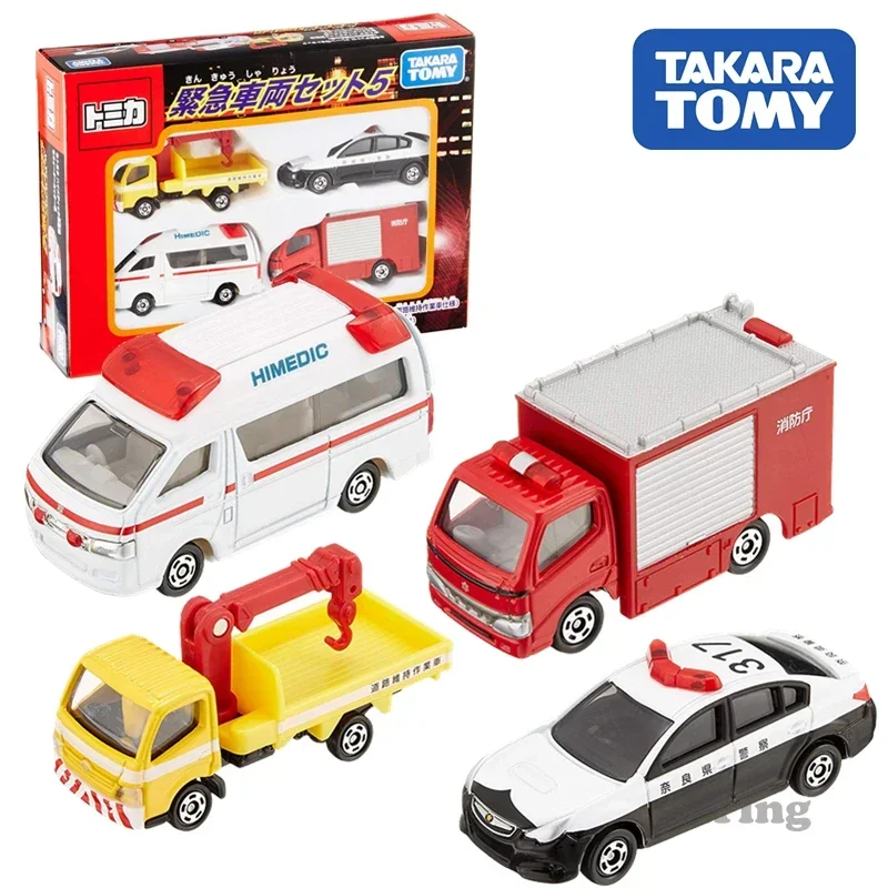 

Takara Tomy Tomica Emergency Vehicle Set 5 Fire Truck Ambulance Police Breakdown Mini Cars Funny Scale Toy Diecast Metal Model