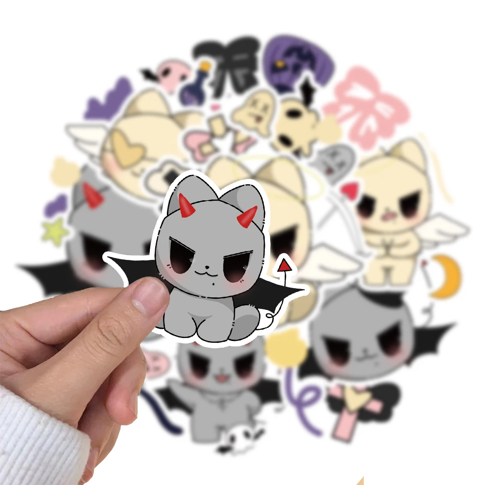 2PCS Two Kittens Cartoon Small Pattern Stickers Back Card Decorative Stickers Luggage Refrigerator PET Plastic Stickers