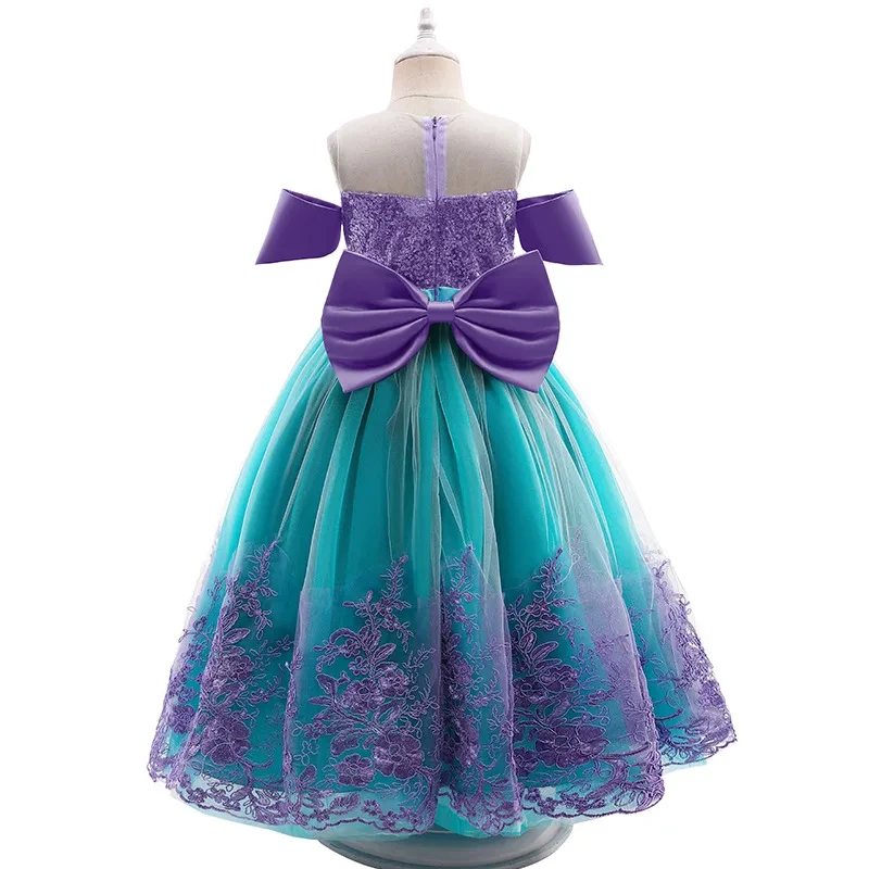 Christmas Fantasia Carnival Halloween Cosplay Princess Ariel Masquerade Birthday Party LED Dress up Little Girl Mermaid Costume