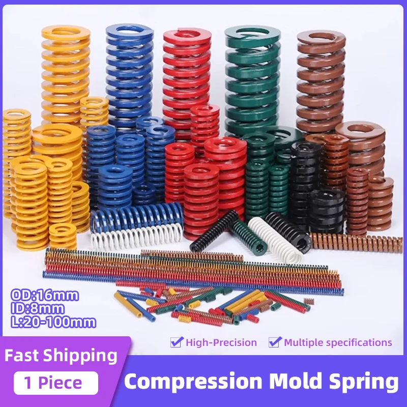 Creamily 1Pcs Mould Die Spring 16x8xL Spiral Stamping Compression Spring Outer Diameter 16mm Inner Diameter 8mm Length 20-100mm