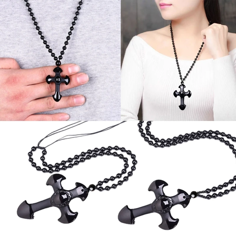 Obsidian Protection Amulet Jewelry Black Cross Pendant Necklace Obsidian Cross Pendant Necklace Jewelry Spiritual Gifts