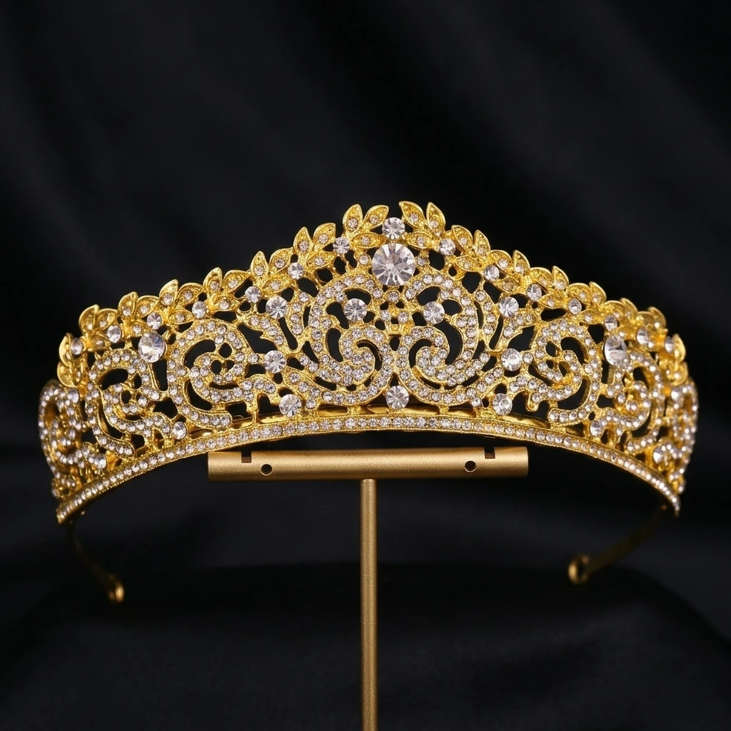 Elegant Crown Headpiece Sparkling Rhinestone Headbands for Bridal Wedding Party Princess Tiaras Hair Jewelry Accessory Gift