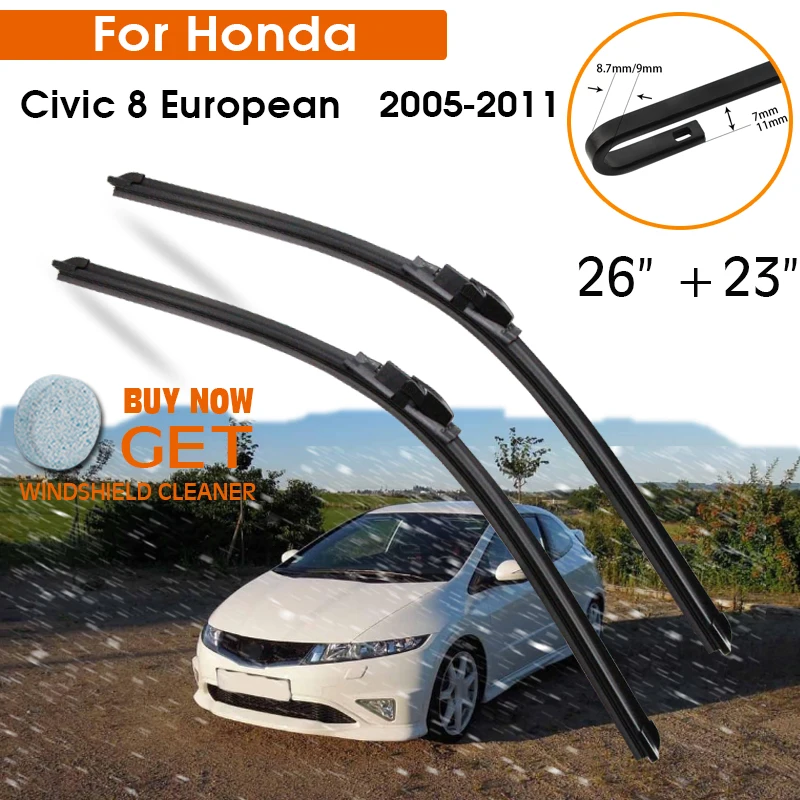 

Car Wiper For Honda Civic 8 European 2005-2011 Windshield Rubber Silicon Refill Front Window Wiper 26"+23" LHD RHD Accessorie