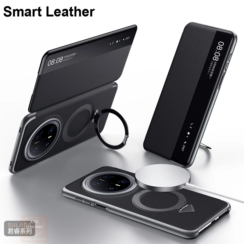 

Geniune Leather 360 Cover For Huawei Mate 70 Pro Case Flip Smart View Phone Case For Huawei Mate 70 Pro Mate70 Plus Shell Holder