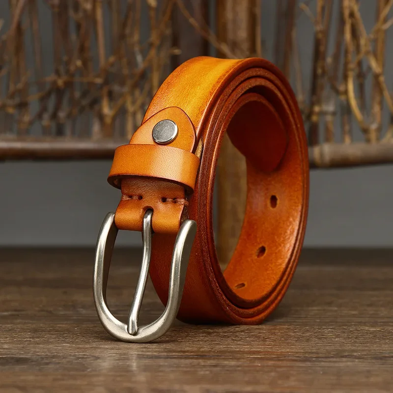 

2.8CM Fashion New Designer Cowhide Genuine Leather Belt Waistband Female Casual Vintage Pin Buckle Waist Belts For Women