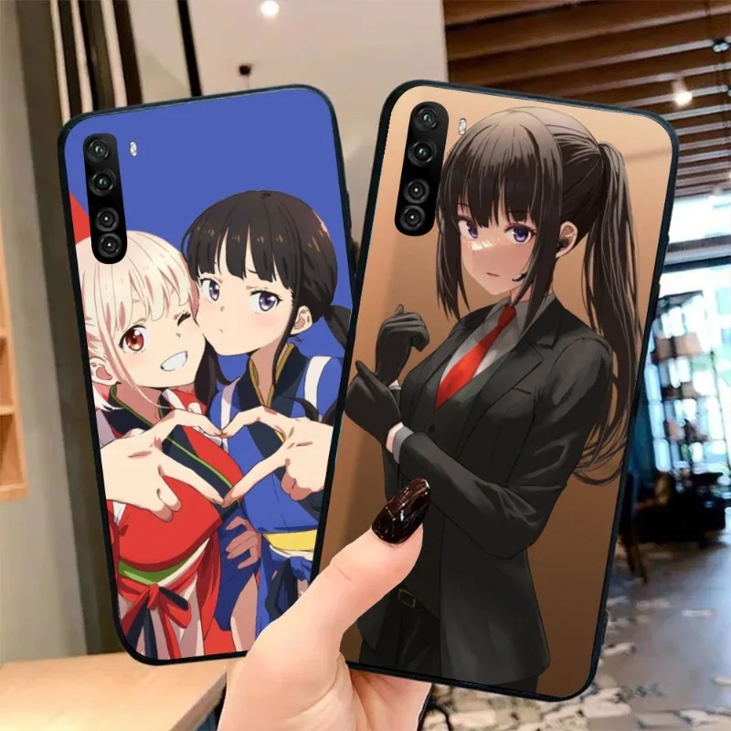 Anime Takina Inoue Phone Case for OPPO Find X5 X3 X2 A93 Reno 8 7 Pro A74 A72 A53 Black Soft Phone Cover Funda