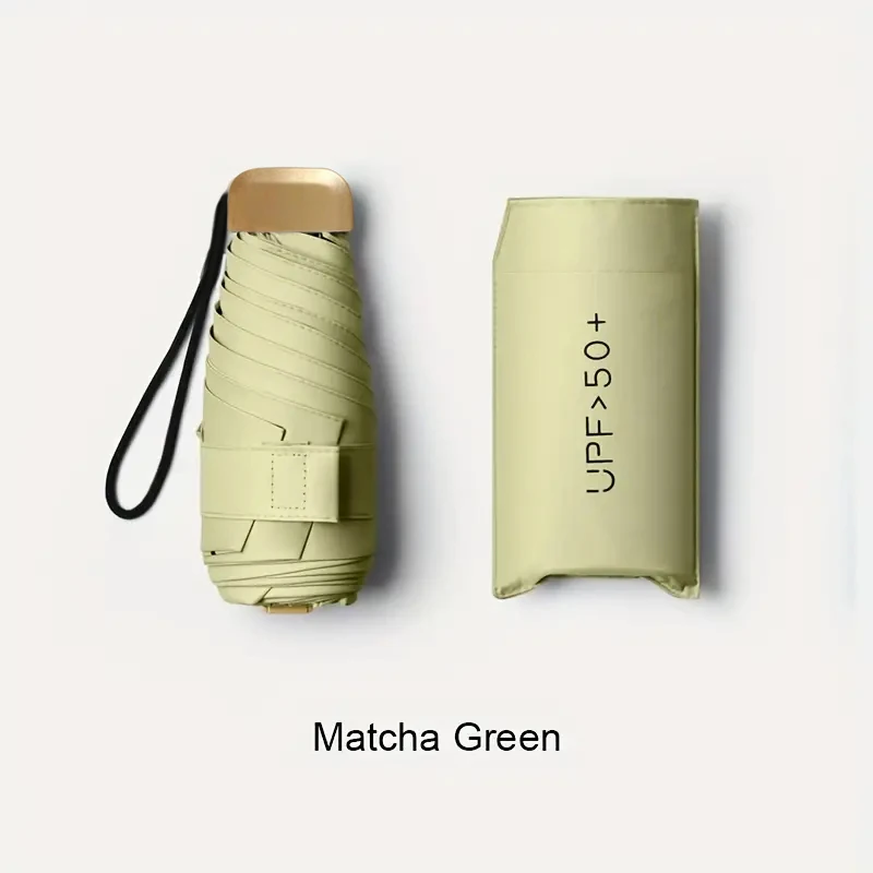 Compact 6-Rib Mini Folding Umbrella - Lightweight, Durable Aluminum Alloy Handle & Frame, Manual Open/Close, Stylish & Portable