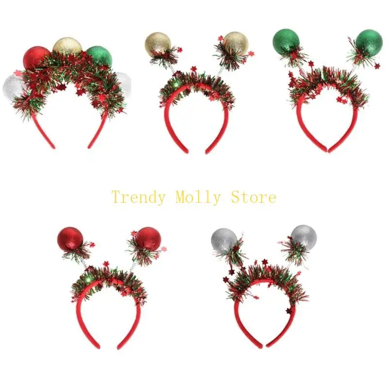 

N5KB Lightweight Christmas Hairband Decorative Santa Ball Hair Hoop For Women Girls Party Accessories Seasonal Photoshoots