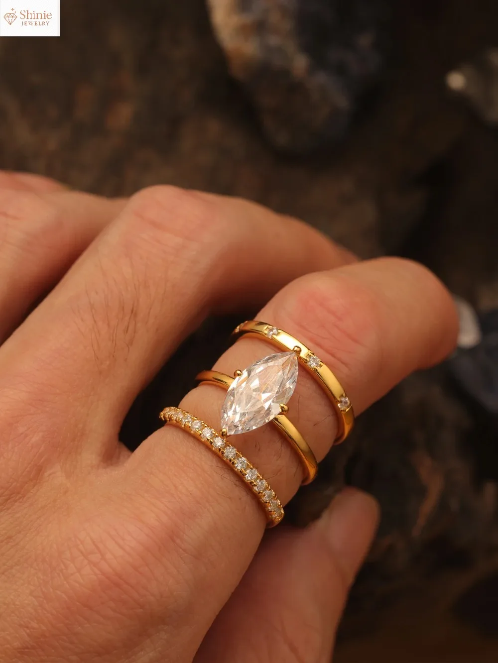 

2 шт. S925 стерлингового серебра маркиза 3CT муассанит набор колец ювелирные изделия подходят для подарка на день рождения, годовщину