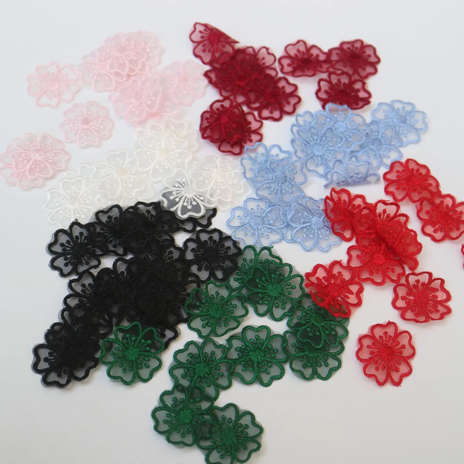 10pc DIY fashion organza flower Patches for clothing Embroidery floral patches for bags decorative parches applique sewing craft