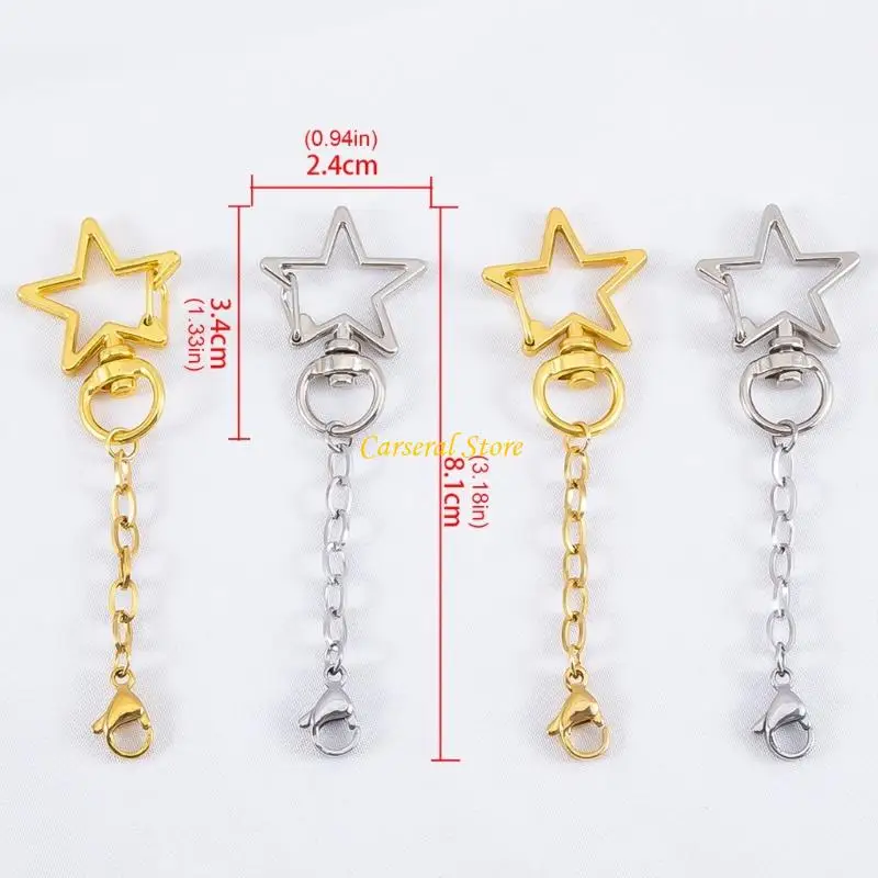 M4YF Personalised Metal Star Keychain Chain Accessory Keyring Pendant with Jump Rings For Handmade Craft Enthusiasts