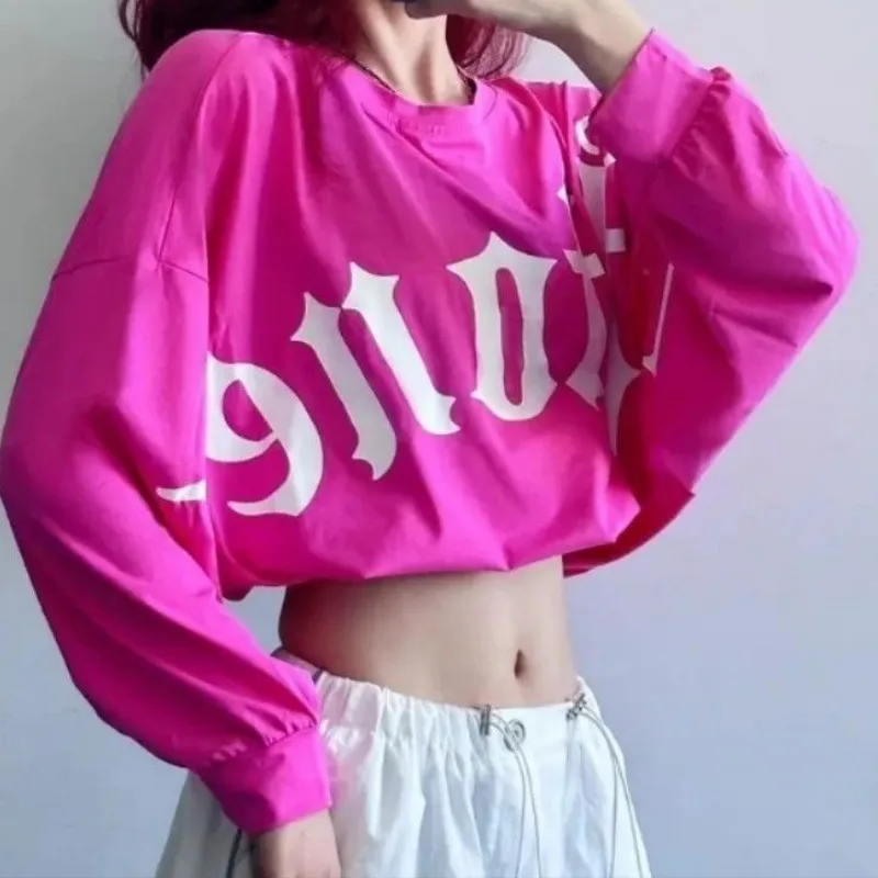 

Футболка модная тенденция женская дофамин танец квадратный уличный танец драг танец дизайн смысл спортивный топ с длинными рукавами