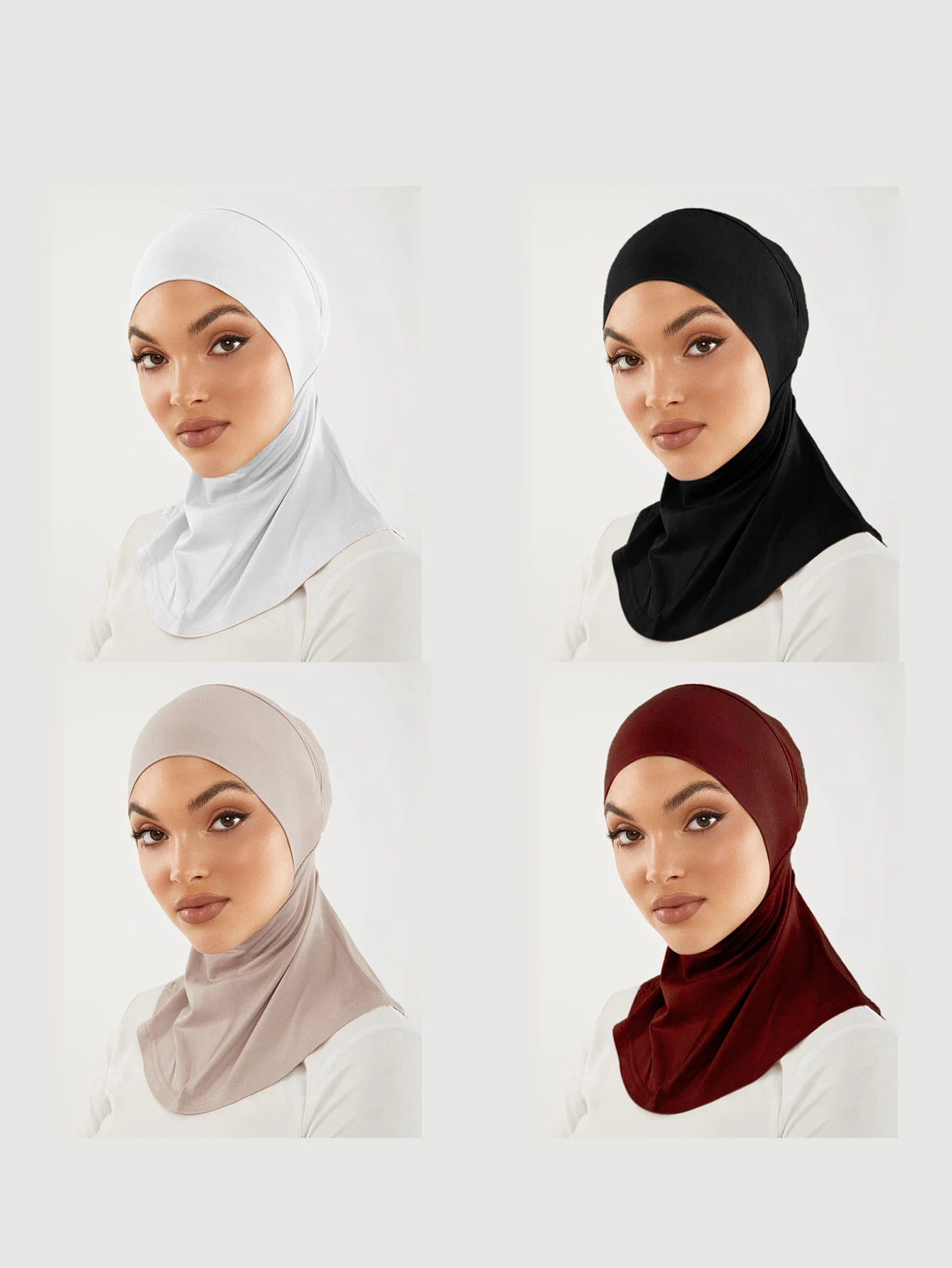 Solid Color Women Muslim Hijab Caps Wrap Head Soft Elastic Ladies Turban Bonnet Islamic Clothing Accessories