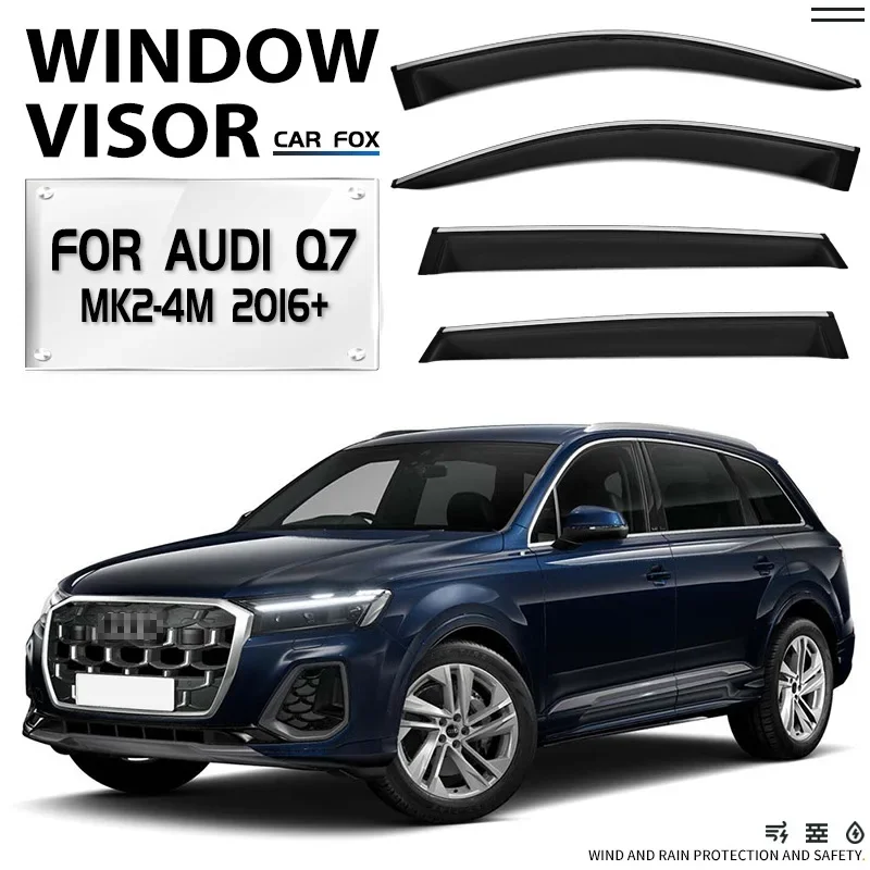 4Pcs Window Visor For Audi Q7 MK2-4M 2016+ Weathershield Sun Rain Deflector Guard Car Window Deflector