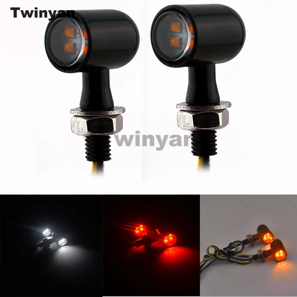 8mm Mini LED Motorcycle Turn Signal Indicator Blinker Amber White Red Flashing Light Flasher Universal For Cafe Racer Bobber 12V