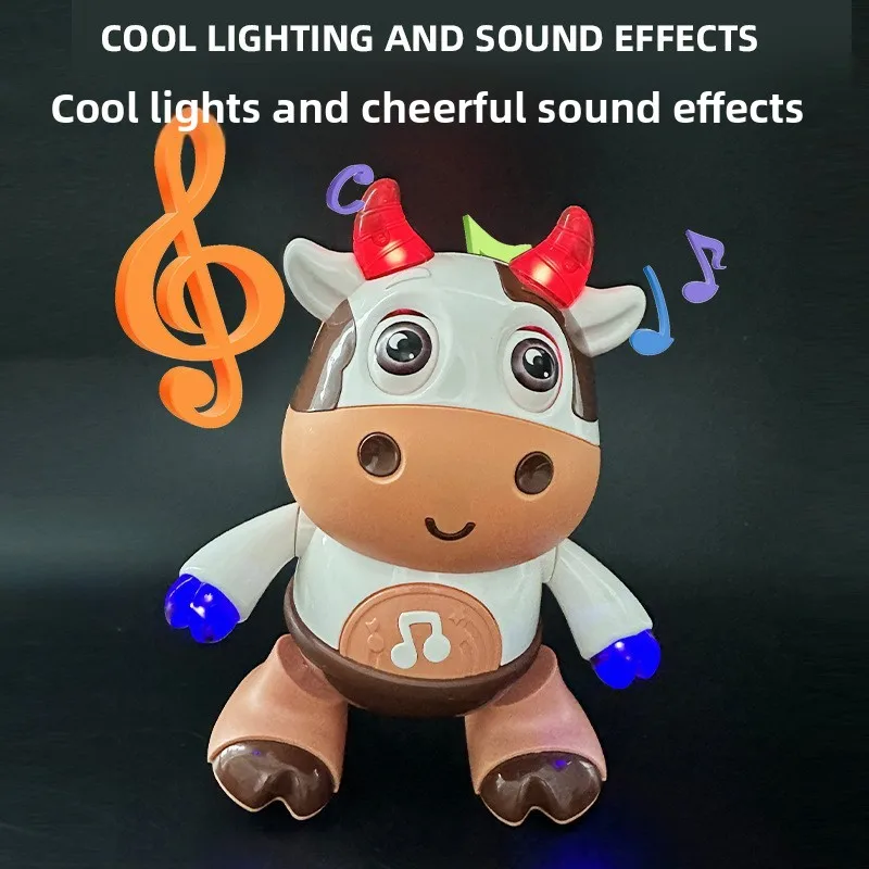 Niedliches Kuh-elektronisches Spielzeug für Kinder, elektronische Haustiere mit Musik, Licht, Tier-Schwein-Spiel, Walking, Tanz, bewegliches Kinderspielzeug, 3-jährige Geschenke