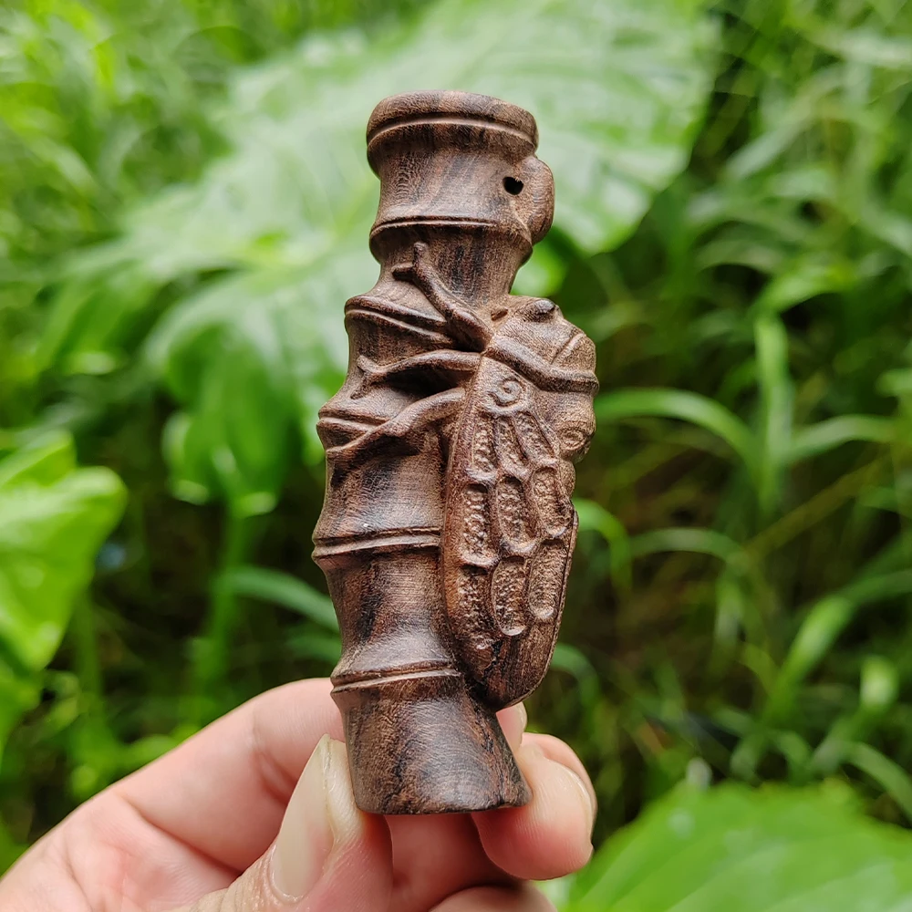 3 Inch Hand-Carved Wooden Cicada and Bamboo Statue Ornament Traditional Style, Elegant Style Suitable for Study Room, Birthday Gifts, Halloween Decorations, Party Decorations, Centerpiece Decoration, Office, Bedroom