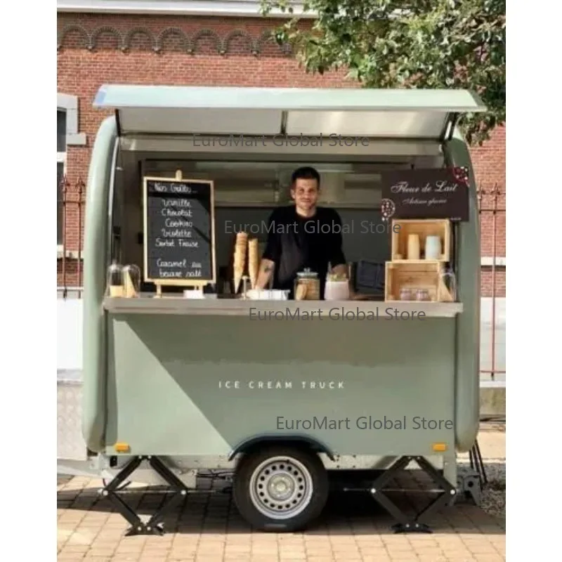 

Multifunctional New Design Trailer Type Full Stainless Steel Tricycle Hot Dog Carts Food Vending Cart for sale